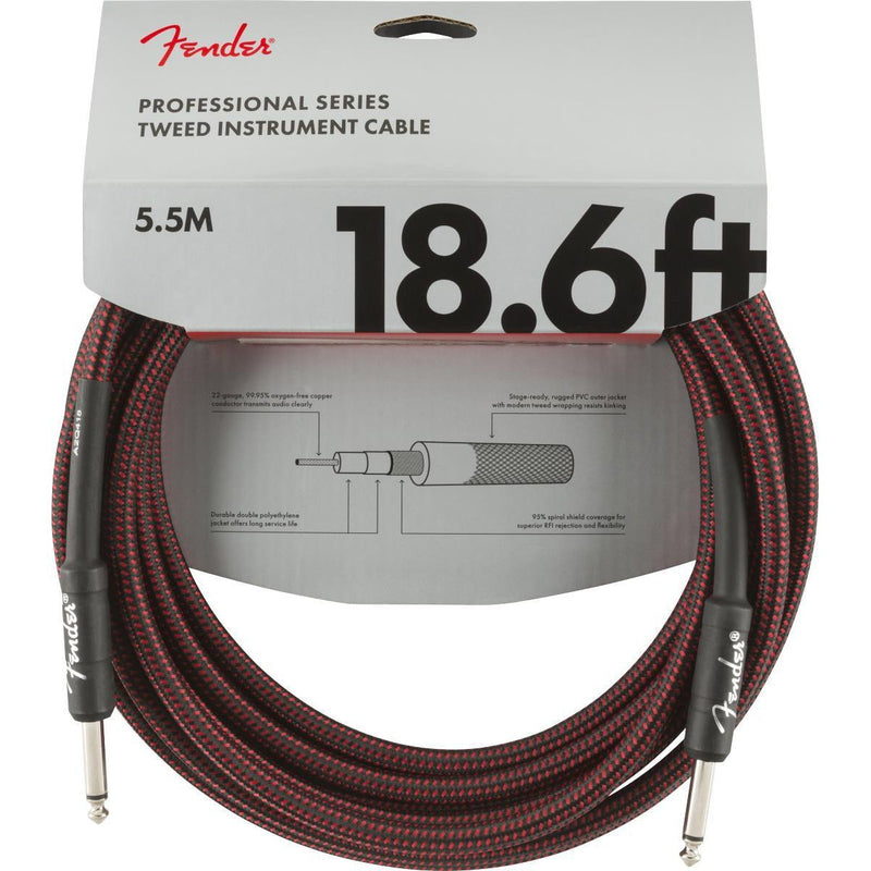 Fender Professional Series Instrument Cable-Guitar & Bass-Fender-18.6'-Straight/Straight-Red Tweed-Logans Pianos