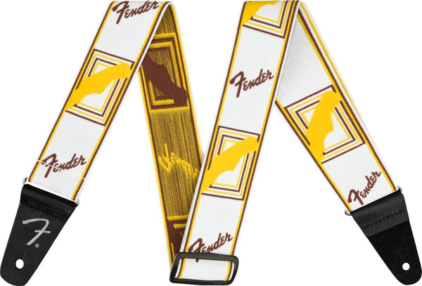 Fender Weighless Monogram Guitar Strap-Guitar & Bass-Fender-White/Brown/Yellow-Logans Pianos