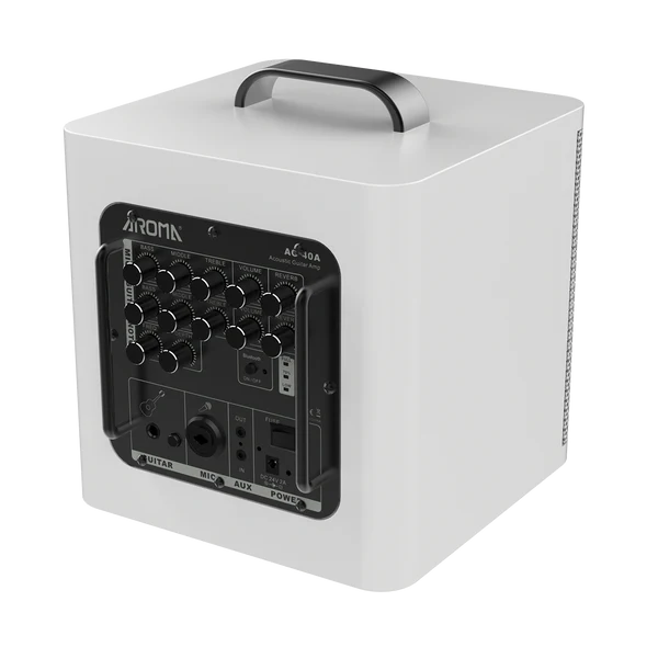 Aroma AG40A 40W Rechargeable Acoustic Guitar Amplifier-Guitar & Bass-Aroma-White-Logans Pianos