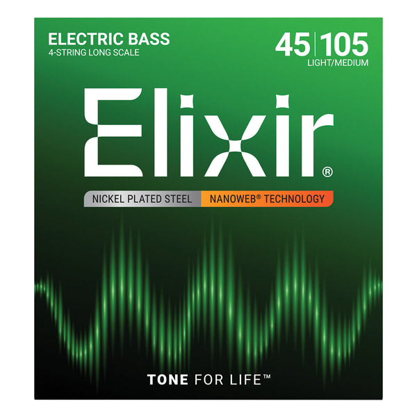 Elixir Nanoweb Bass - Medium - 45-105-Guitar & Bass-Elixir-Logans Pianos