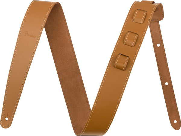 Fender 2'' Essential Leather Guitar Strap-guitar accessories-Fender-Tan-Logans Pianos