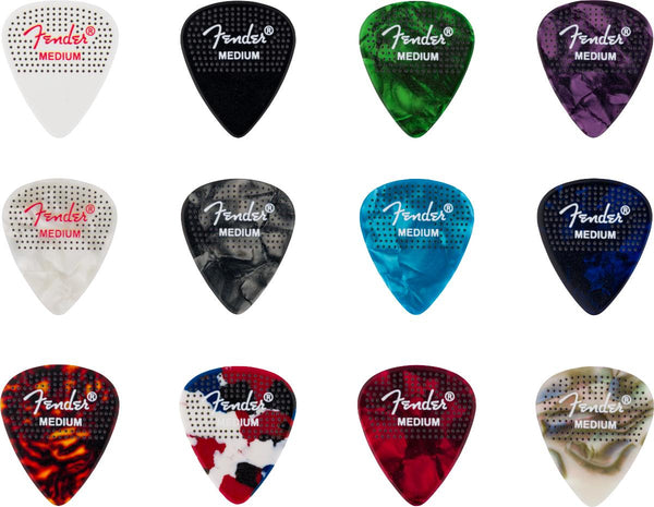 Fender Dotted Celluloid Medley Picks, 351 Shape - 12 Pack-Guitar & Bass-Fender-Medium-Logans Pianos