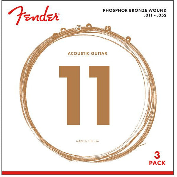 Fender Phosphor Bronze Acoustic Strings 3 Pack-Guitar & Bass-Fender-11-52-Logans Pianos