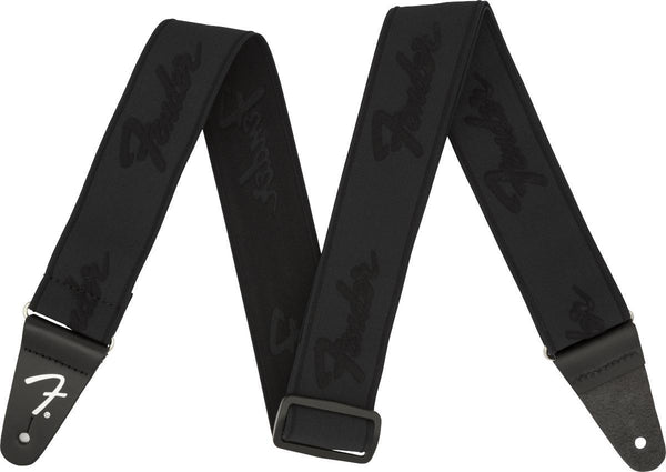 Fender Weighless Running Logo Guitar Strap-Guitar & Bass-Fender-Black/Black-Logans Pianos