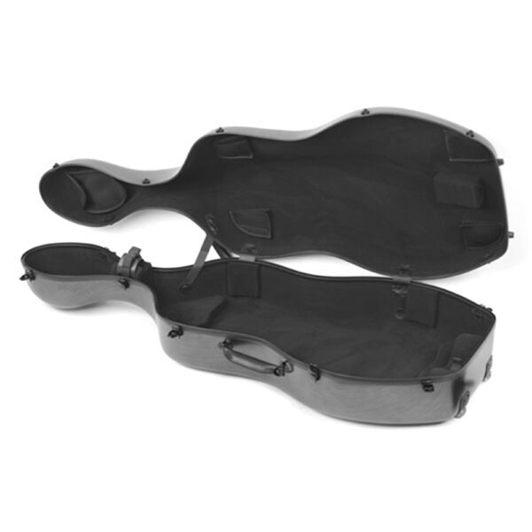HQ Brushed Polycarbonate Cello Case Large-Orchestral Strings-HQ-Silver & Black-Logans Pianos