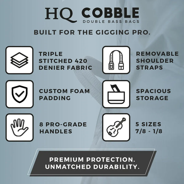 HQ Cobble Pro Grade Double Bass Bag Blue-Orchestral Strings-Enrico-Logans Pianos