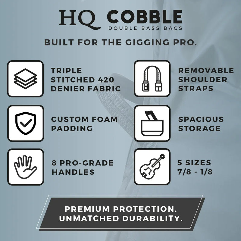 HQ Cobble Pro Grade Double Bass Bag Blue - Logans Pianos