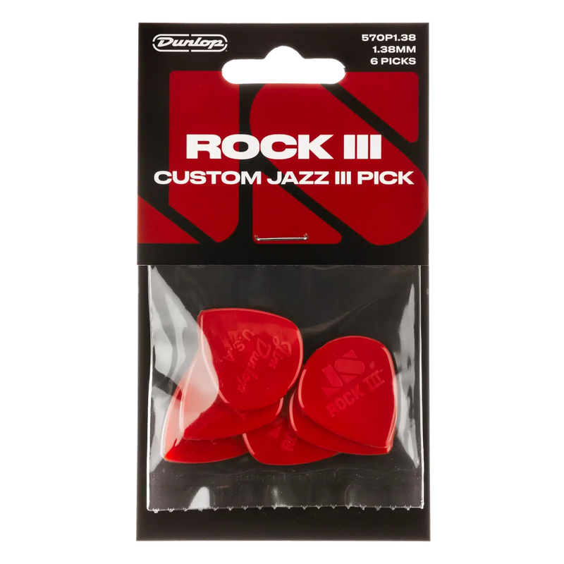 Jim Dunlop Rock III Jazz III Custom Player’s Pick Pack (6 Pack)-Guitar & Bass-Jim Dunlop-Nylon-Regular-Logans Pianos