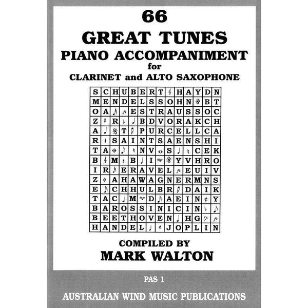 66 Great Tunes Piano Accompaniment for Clarinet & Alto Sax-Sheet Music-Australian Wind Music Publications-Logans Pianos