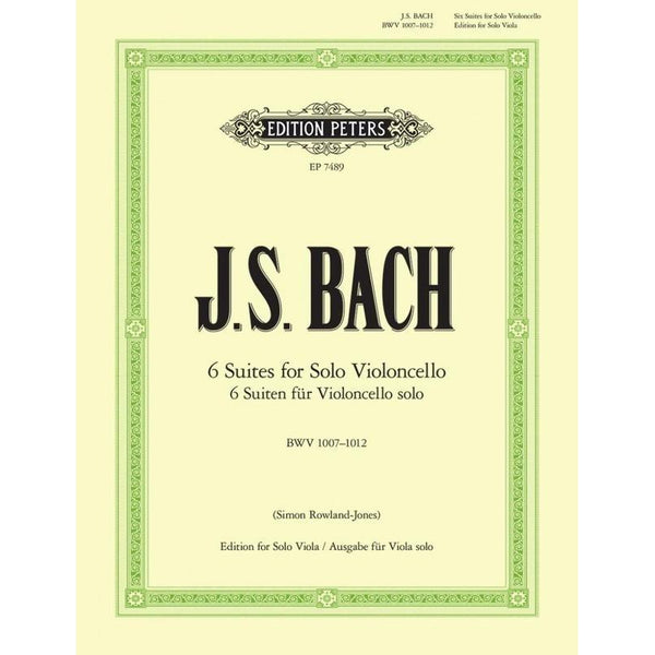 Bach 6 Cello Suites arranged for Viola BWV 1007-1012-Sheet Music-Edition Peters-Logans Pianos