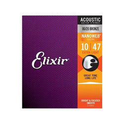 Elixir Nanoweb 80/20 Bronze Guitar Strings-Guitar & Bass-Elixir-Extra Light .010 - .047-Logans Pianos