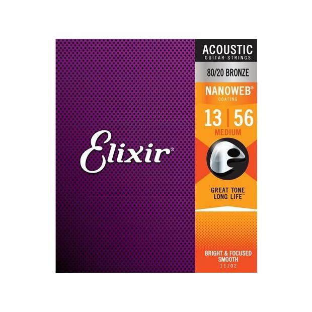 Elixir Nanoweb 80/20 Bronze Guitar Strings-Guitar & Bass-Elixir-Medium: .013 - .056-Logans Pianos