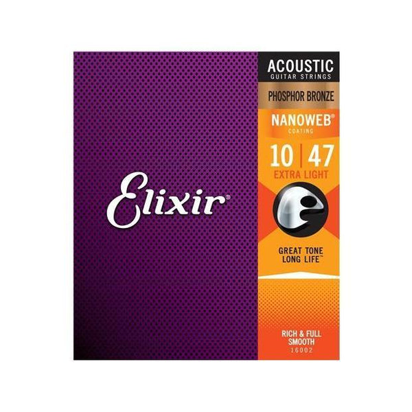 Elixir Nanoweb Phosphor Bronze Guitar Strings-Guitar & Bass-Elixir-Extra Light .010 - .047-Logans Pianos