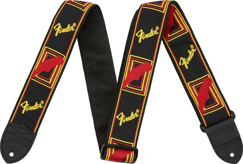 Fender Monogrammed Guitar Strap-Guitar & Bass-Fender-Black/Yellow/Red-Logans Pianos
