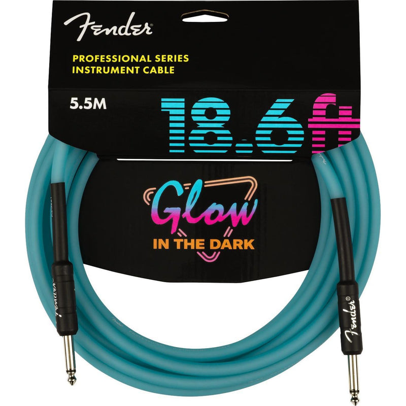 Fender Professional Glow in the Dark Cable-Guitar & Bass-Fender-18.6'-Blue-Logans Pianos