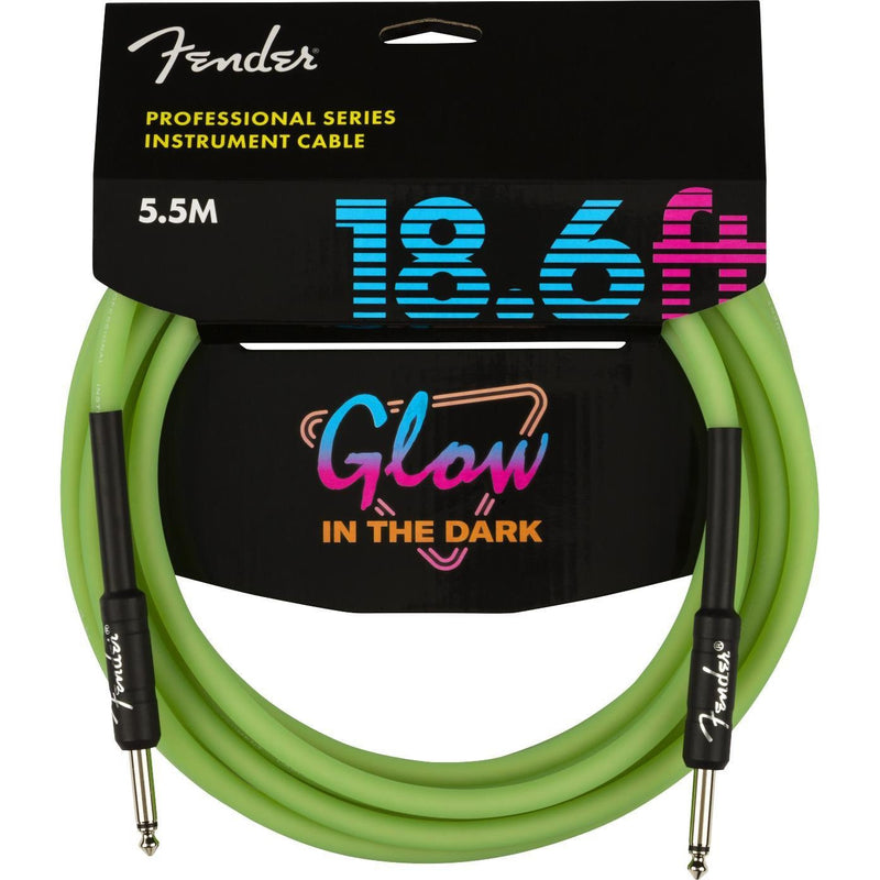 Fender Professional Glow in the Dark Cable-Guitar & Bass-Fender-18.6'-Green-Logans Pianos