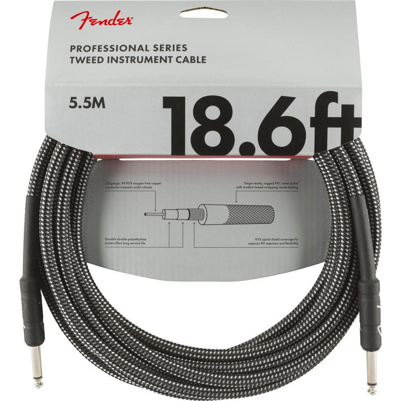 Fender Professional Series Instrument Cable-Guitar & Bass-Fender-18.6'-Straight/Straight-Gray Tweed-Logans Pianos