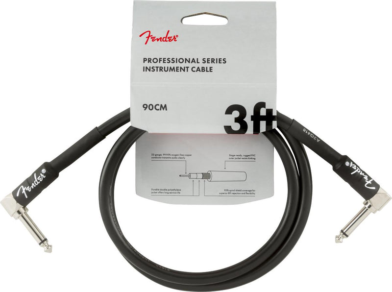 Fender Professional Series Instrument Cable-Guitar & Bass-Fender-3'-Angle/Angle-Black-Logans Pianos
