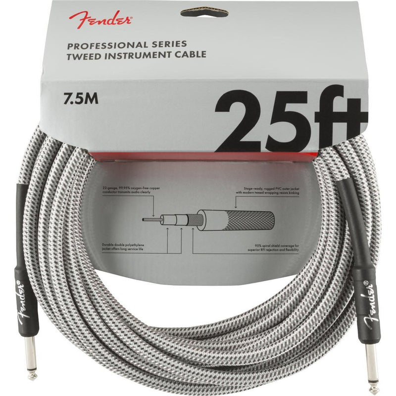 Fender Professional Series Instrument Cable-Guitar & Bass-Fender-25'-Straight/Straight-Black-Logans Pianos