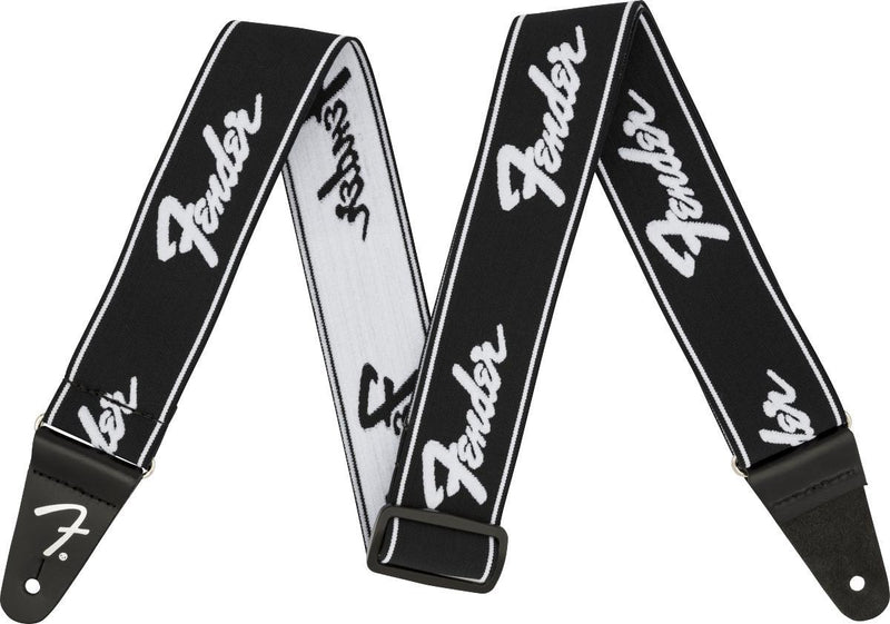 Fender Weighless Running Logo Guitar Strap-Guitar & Bass-Fender-Black/White-Logans Pianos