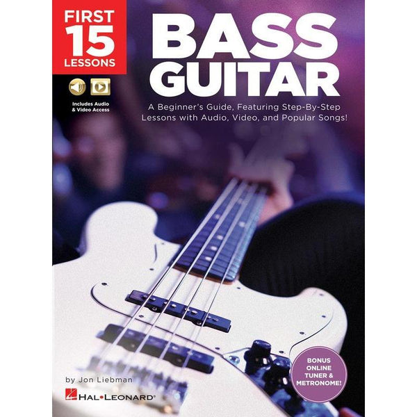 First 15 Lessons - Bass Guitar-Sheet Music-Hal Leonard-Logans Pianos