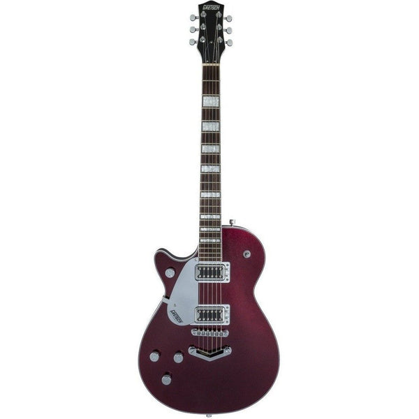 Gretsch G5220LH Electromatic Jet BT Left Handed Electric Guitar-Guitar & Bass-Gretsch-Dark Cherry Metallic-Logans Pianos