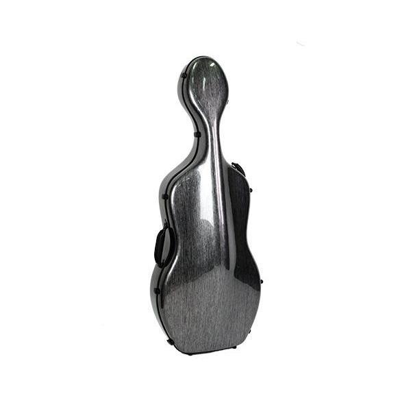 HQ Brushed Polycarbonate Cello Case-Orchestral Strings-HQ-Silver & Black-3/4-Logans Pianos