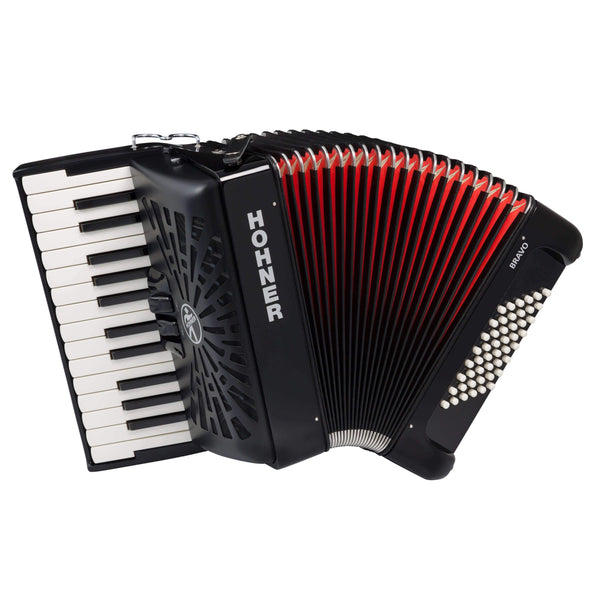 Hohner Bravo II 48 Bass Accordion-Ukulele & Folk-Hohner-Red-Logans Pianos