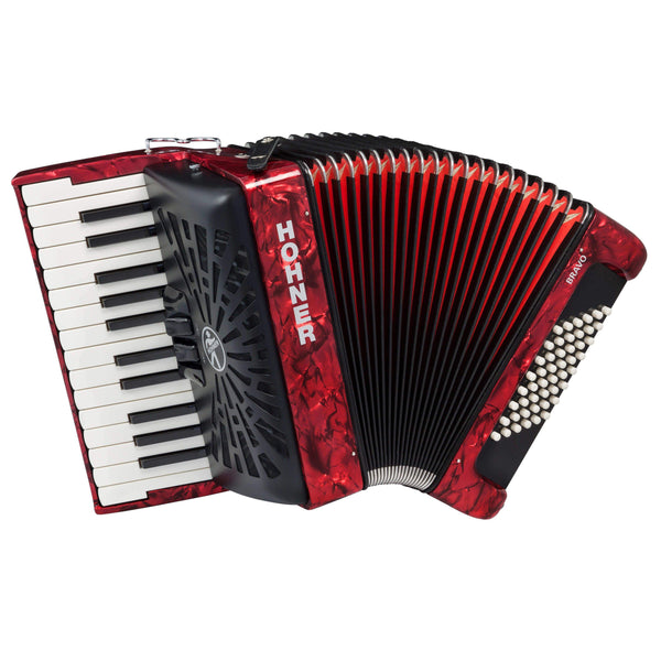 Hohner Bravo II 48 Bass Accordion-Ukulele & Folk-Hohner-Red-Logans Pianos