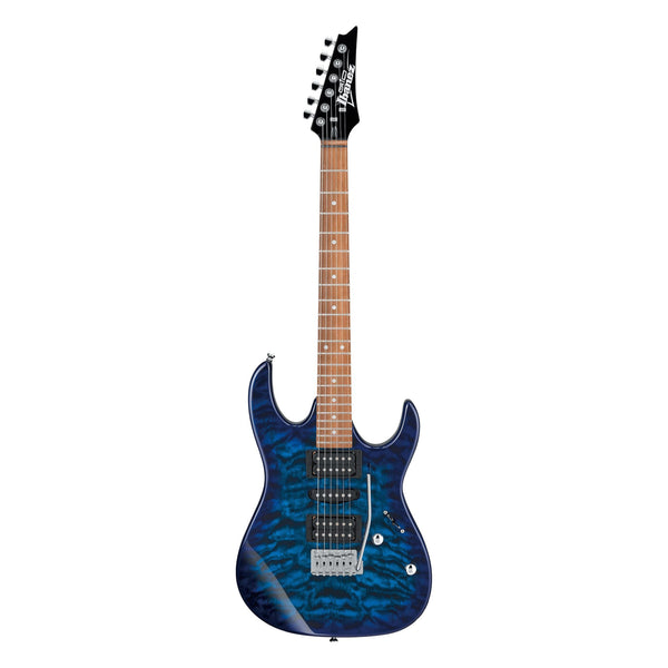 Ibanez GRX70QA Electric Guitar-Guitar & Bass-Ibanez-Transparent Blue Burst-Logans Pianos