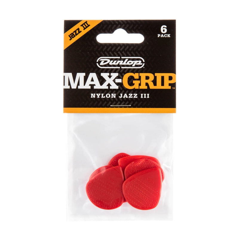 Jim Dunlop Jazz III Max-Grip Guitar Picks - 6 Pack-Guitar & Bass-Jim Dunlop-Nylon-Logans Pianos