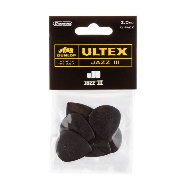 Jim Dunlop Jazz III Ultex Guitar Picks - 6 Pack-Guitar & Bass-Jim Dunlop-2.0mm-Logans Pianos