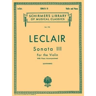 Leclair - Sonata No. 3 in D Major for Violin/Piano-Sheet Music-G. Schirmer Inc.-Logans Pianos