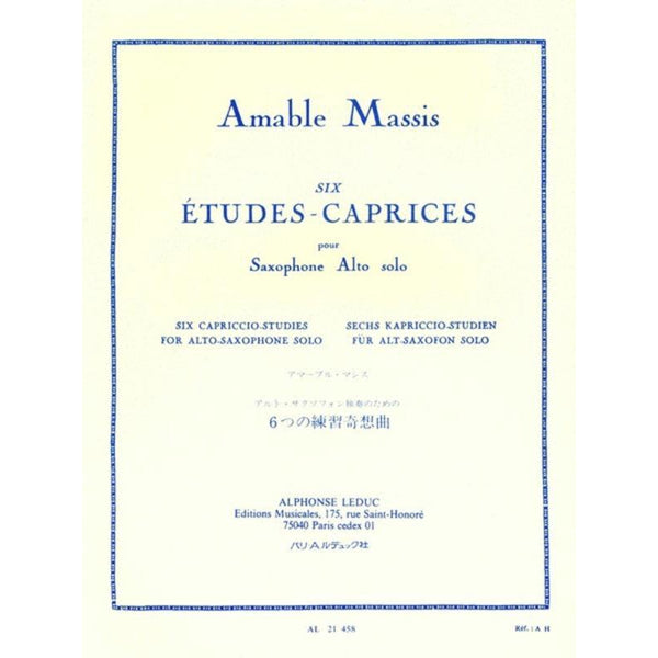 Massis - 6 Etudes Caprices for Alto Saxophone-Sheet Music-Alphonse Leduc-Logans Pianos