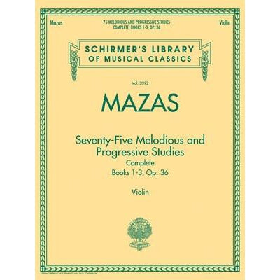 Mazas - 75 Melodious and Progressive Studies, Complete-Sheet Music-G. Schirmer Inc.-Logans Pianos
