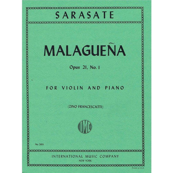 Sarasate Malaguena Op. 21 No. 1-Sheet Music-International Music Company-Logans Pianos