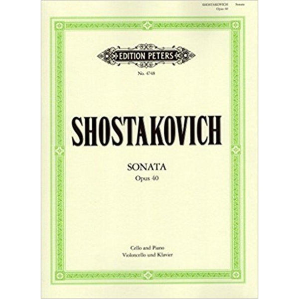 Shostakovich Sonata in D minor Op 40-Sheet Music-Edition Peters-Logans Pianos