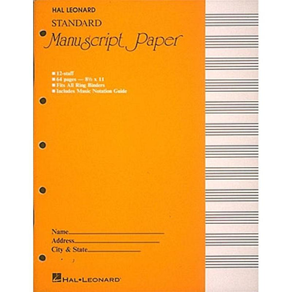 Standard Manuscript Paper ( Yellow Cover)-Sheet Music-Hal Leonard-Logans Pianos