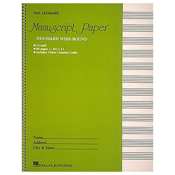 Standard Wirebound Manuscript Paper Green Cover-Sheet Music-Hal Leonard-Logans Pianos