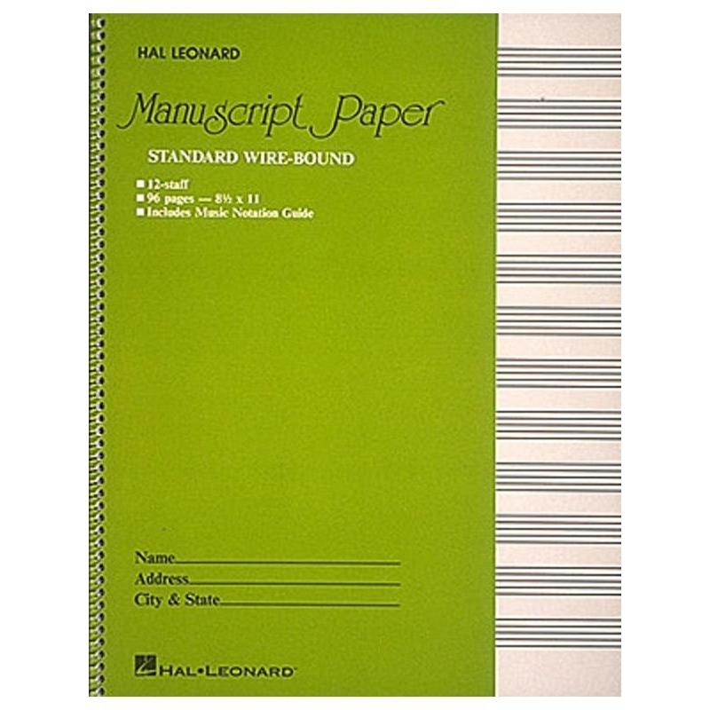 Standard Wirebound Manuscript Paper Green Cover-Sheet Music-Hal Leonard-Logans Pianos