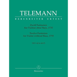 Telemann 12 Fantasies for Violin without Bass-Sheet Music-Barenreiter-Logans Pianos