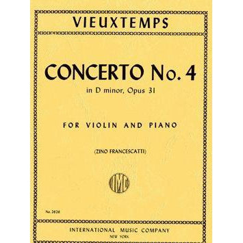 Vieuxtemp - Concerto No. 4 in D minor Op. 31-Sheet Music-International Music Company-Logans Pianos