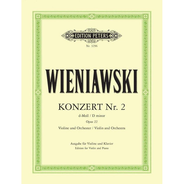 Wieniawski Concerto No 2 in D minor Op 22-Sheet Music-Edition Peters-Logans Pianos